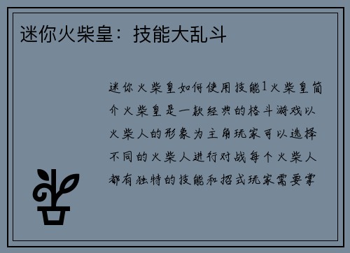 迷你火柴皇：技能大乱斗
